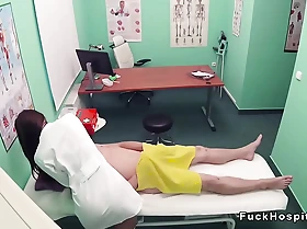 Nurse touches doctor before mating