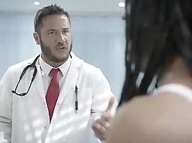 Malicious teen athlete packing by a dirty big dick doctor