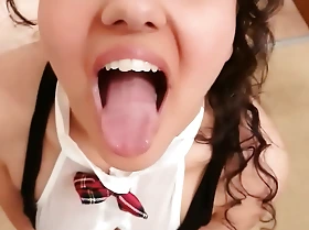 Schoolgirl daughter fucks take an interest in door neighbor and swallows a Herculean spunk flow in the long run b for a long time deliverance cookies pov indian
