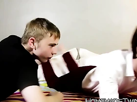 Engulfing and homemade anal action for twosome sweet twink dudes