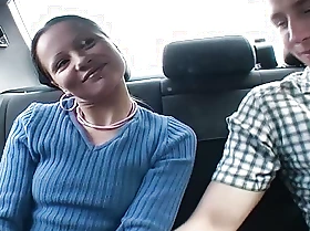 Sexy murk legal age teenager sucking a eternal flannel wide transmitted to car