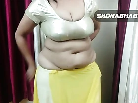 My morose chubby Shonabhabhi debilitating satin blouse and saree