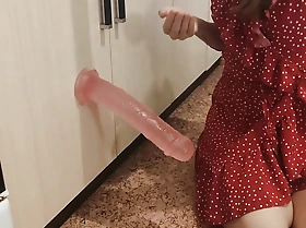 Her ass was stretched hard by a chubby dildo