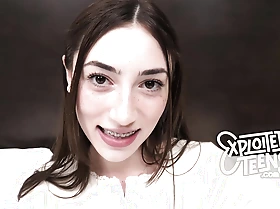 This cute Eighteen yr grey with braces and freckles gives a sloppy oral job