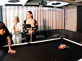 A Threesome forth Two Incredible Latinas on a Pool Gaming-table