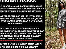 Hotkinkyjo forest walk end with two men knuckles in bore at once