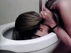 Nice girl licking my toilet lustfully