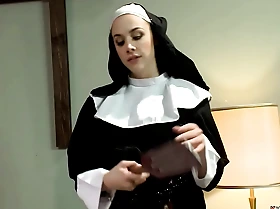 Busty nun paddles irritant concerning ebony
