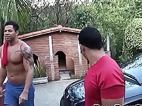 Tattooed youngster bouncing exposed to cock into the open air