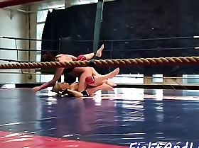 Roundass wrestling lezzie gets groped